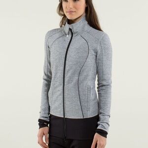 Lululemon Nice Asana Jacket Heathered Herringbone Heathered Black White